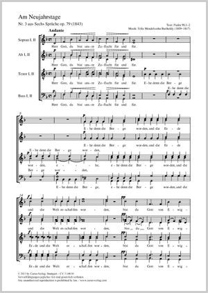 Am Neujahrstage »Herr Gott, du bist unsre Zuflucht für und für« aus: Sechs Sprüche Score, separate edition from a choral collection