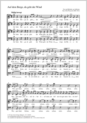 Auf dem Berge, da geht der Wind Partition, édition séparée avec recueil de musique chorale