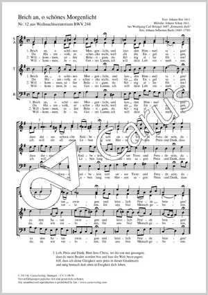 Brich an, du schönes Morgenlicht aus: Weihnachtsoratorium Partitur, Einzelausgabe aus Chorbuch