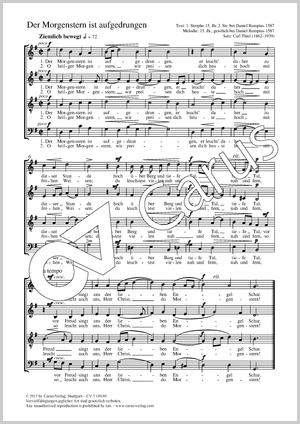 Der Morgenstern ist aufgedrungen Partition, édition séparée avec recueil de musique chorale