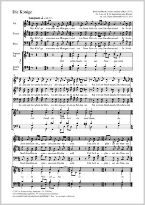 Peter Cornelius: The Kings. Vocal transcription by Clytus Gottwald - Partition | Carus-Verlag