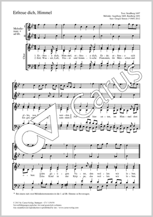 Erfreue dich, Himmel Partitur, Einzelausgabe aus Chorbuch