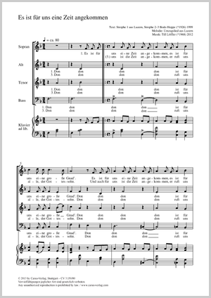 Es Ist Fur Uns Eine Zeit Angekommen Sheet Music Buy Choral Sheet Music