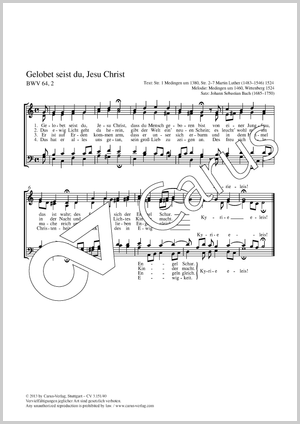 Johann Sebastian Bach (arr.): Gelobet seist du, Jesu Christ - Noten | Carus-Verlag