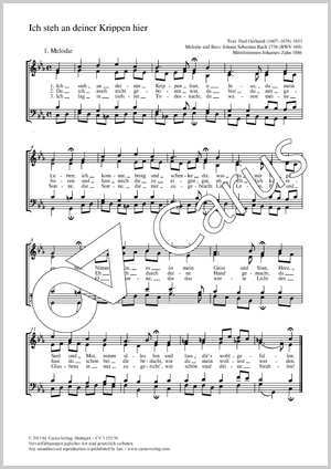 Ich steh an deiner Krippen hier 1. Melodie Partitur, Einzelausgabe aus Chorbuch