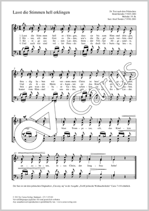 Cieszmy sie (Lasst die Stimmen hell erklingen) Lasst die Stimmen hell erklingen Partitur, Einzelausgabe aus Chorbuch