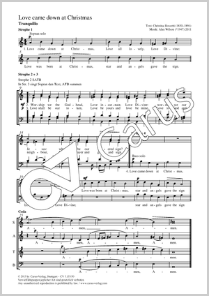 Love came down at Christmas Partition, édition séparée avec recueil de musique chorale
