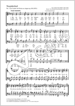 Felix Mendelssohn Bartholdy: Neujahrslied - Noten | Carus-Verlag