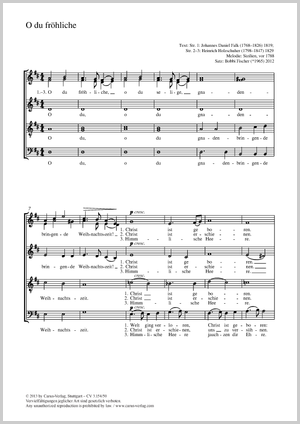 O du fröhliche Partitur, Einzelausgabe aus Chorbuch