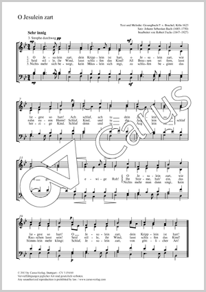 Johann Sebastian Bach / Robert Fuchs (arr.): O Jesulein zart, dein Kripplein ist hart - Noten | Carus-Verlag