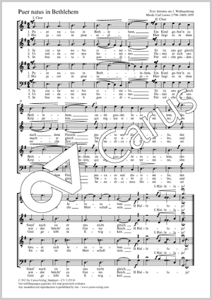 Puer natus in Bethlehem Partitur, Einzelausgabe aus Chorbuch