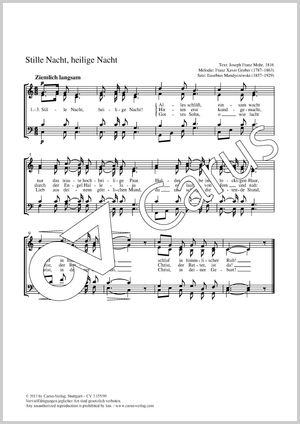 Silent night Partition, édition séparée avec recueil de musique chorale