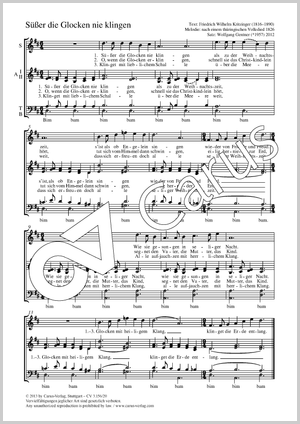 Süßer die Glocken nie klingen Partitur, Einzelausgabe aus Chorbuch