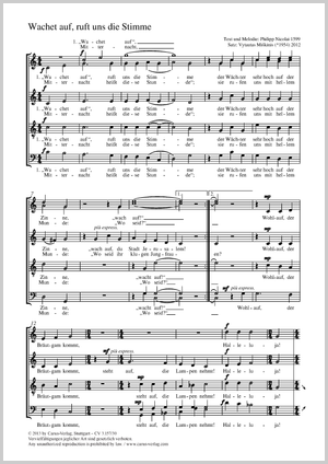 Wachet auf, ruft uns die Stimme Partitur, Einzelausgabe aus Chorbuch