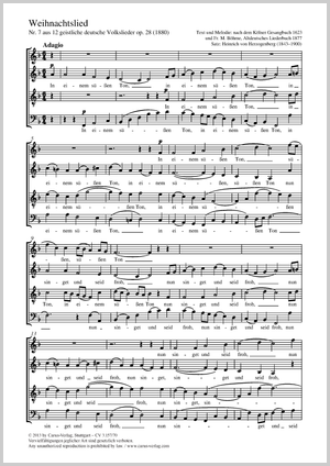 Weihnachtslied Score, separate edition from a choral collection