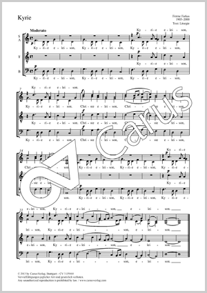 Kyrie aus Missa Secunda in honorem Sanctae Margaritae Partitur, Einzelausgabe aus Chorbuch