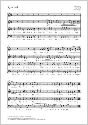 Kyrie in d Partitur, Einzelausgabe aus Chorbuch