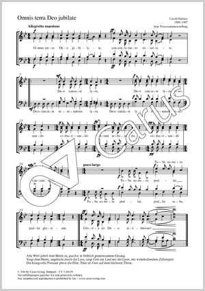 Omnis terra Deo jubilate Partitur, Einzelausgabe aus Chorbuch, In dieser Ausgabe / in this edition: Coro SATB