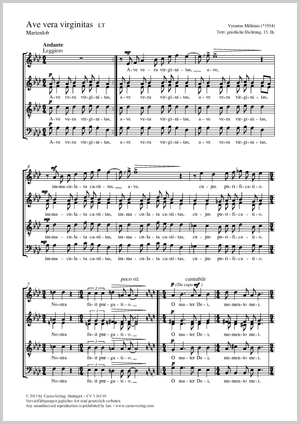 Ave vera virginitas Marielob Partitur, Einzelausgabe aus Chorbuch, In dieser Ausgabe / in this edition: Coro SAATB