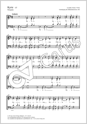 Kyrie Partitur, Einzelausgabe aus Chorbuch