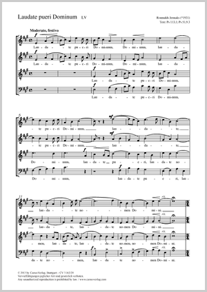 Laudate pueri Dominum Partitur, Einzelausgabe aus Chorbuch