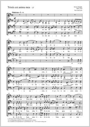 Tristis est anima mea Partitur, Einzelausgabe aus Chorbuch