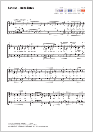 Sanctus-Benedictus Partition, édition séparée avec recueil de musique chorale