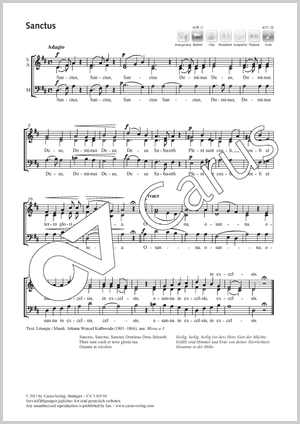 Sanctus Partitur, Einzelausgabe aus Chorbuch