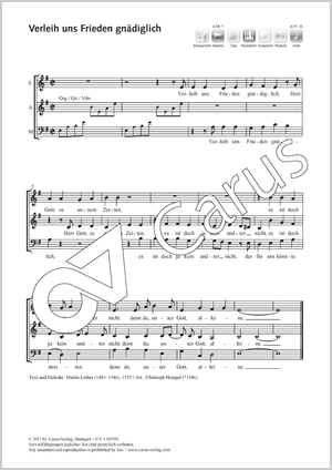 Martin Luther / Christoph Hempel (arr.): Verleih uns Frieden gnädiglich - Noten | Carus-Verlag