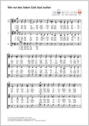 Wer nur den lieben Gott lässt walten Partition, édition séparée avec recueil de musique chorale