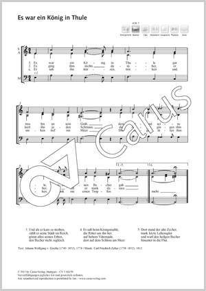 Es war ein König von Thule Partition, édition séparée avec recueil de musique chorale
