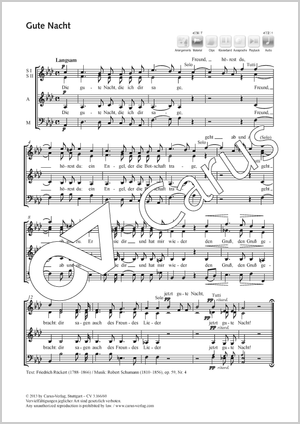 Robert Schumann: Gute Nacht - Noten | Carus-Verlag