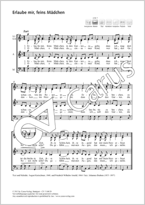 Johannes Brahms: Erlaube mir, feins Mädchen - Noten | Carus-Verlag