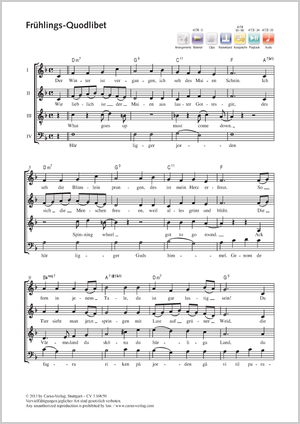 Frühlings-Quodlibet Partition, édition séparée avec recueil de musique chorale