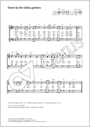 Down by the Salley gardens Score, separate edition from a choral collection