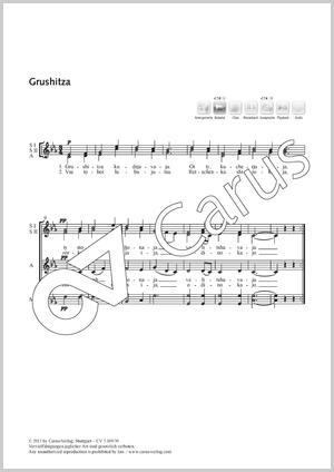 Grushitza Partition, édition séparée avec recueil de musique chorale