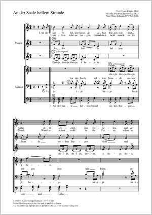 An der Saale hellem Strande Partitur, Einzelausgabe aus Chorbuch