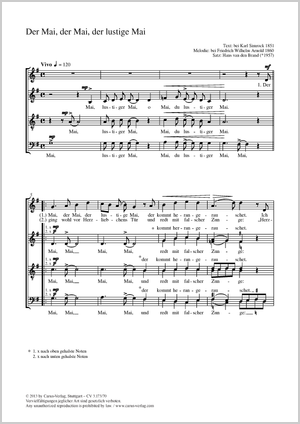 Der Mai, der Mai, der lustige Mai Partitur, Einzelausgabe aus Chorbuch