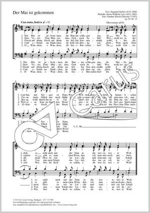 Der Mai ist gekommen Partition, édition séparée avec recueil de musique chorale