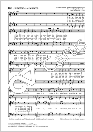 Die Blümelein, sie schlafen Score, separate edition from a choral collection