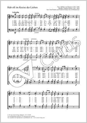 Hab oft im Kreise der Lieben Score, separate edition from a choral collection