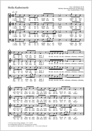 Heißa Kathreinerle Partitur, Einzelausgabe aus Chorbuch