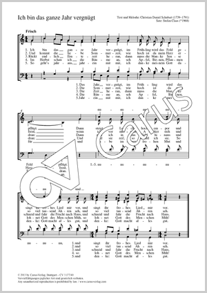 Ich bin das ganze Jahr vergnügt Score, separate edition from a choral collection