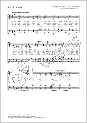 Johannes Brahms: Ich fahr dahin - Noten | Carus-Verlag