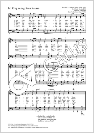 Im Krug zum grünen Kranze Partitur, Einzelausgabe aus Chorbuch