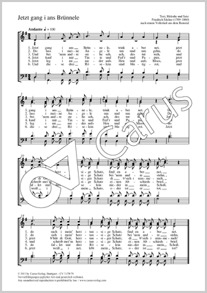 Jetzt gang i ans Brünnele Score, separate edition from a choral collection