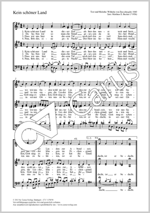 Kein schöner Land Partition, édition séparée avec recueil de musique chorale