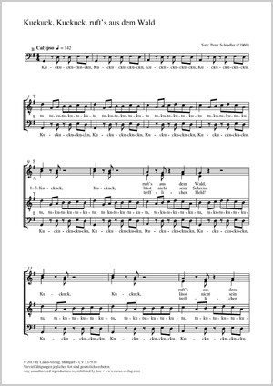 Kuckuck, Kuckuck, ruft's aus dem Wald Partitur, Einzelausgabe aus Chorbuch