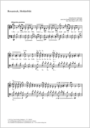 Max Reger: Rosenstock, Holderblüh - Noten | Carus-Verlag