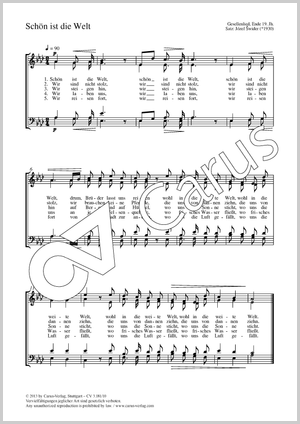 Schön ist die Welt Partition, édition séparée avec recueil de musique chorale